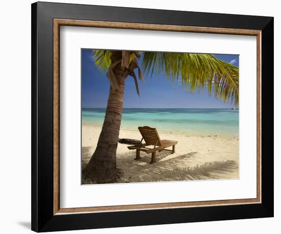 Beach and Lounger, Plantation Island Resort, Malolo Lailai Island, Mamanuca Islands, Fiji-David Wall-Framed Photographic Print