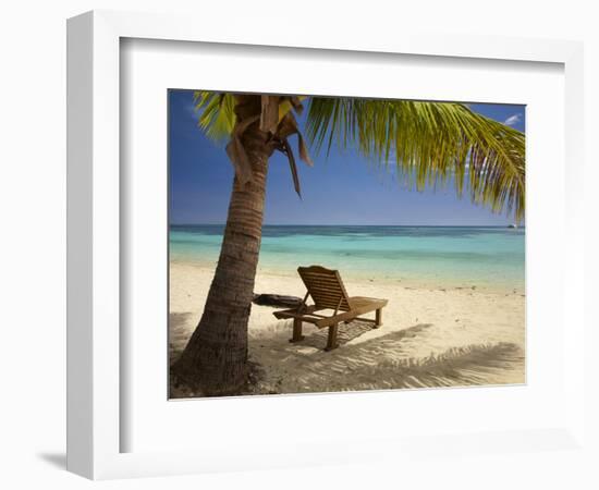 Beach and Lounger, Plantation Island Resort, Malolo Lailai Island, Mamanuca Islands, Fiji-David Wall-Framed Photographic Print