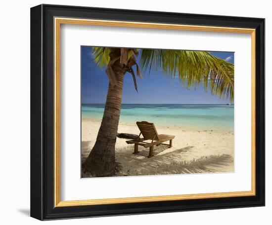 Beach and Lounger, Plantation Island Resort, Malolo Lailai Island, Mamanuca Islands, Fiji-David Wall-Framed Photographic Print