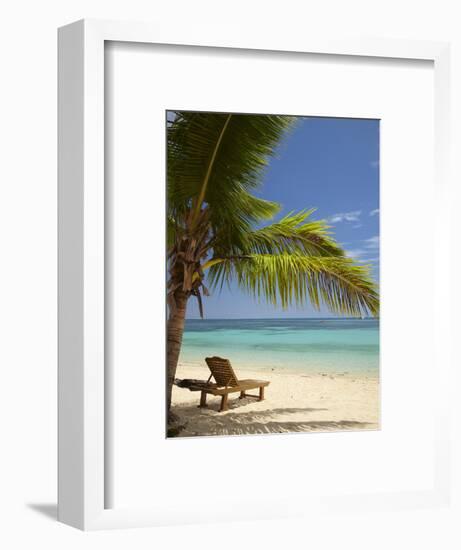 Beach and Lounger, Plantation Island Resort, Malolo Lailai Island, Mamanuca Islands, Fiji-David Wall-Framed Photographic Print