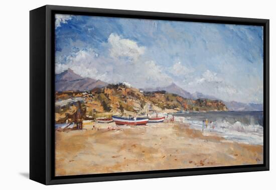 Beach and Mountains, Nerja, 2001-Christopher Glanville-Framed Premier Image Canvas