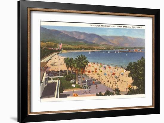 Beach and Mountains, Santa Barbara, California-null-Framed Art Print