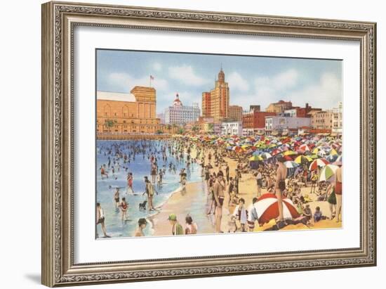 Beach and Municipal Auditorium, Long Beach, California-null-Framed Art Print