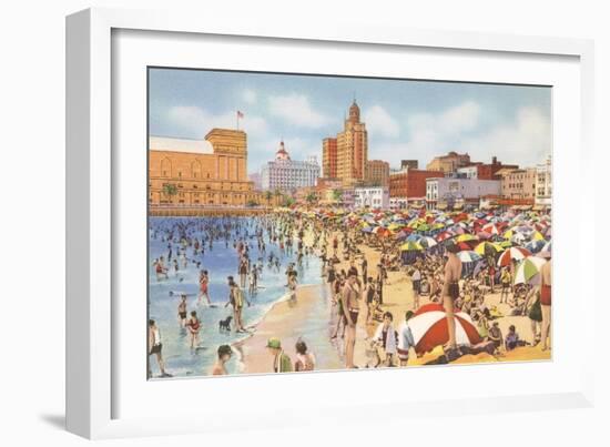 Beach and Municipal Auditorium, Long Beach, California-null-Framed Art Print