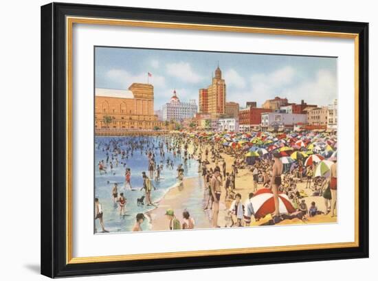 Beach and Municipal Auditorium, Long Beach, California-null-Framed Art Print