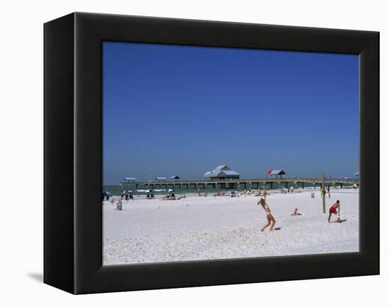 Beach and Pier, Clearwater Beach, Florida, United States of America, North America-Fraser Hall-Framed Premier Image Canvas