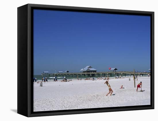 Beach and Pier, Clearwater Beach, Florida, United States of America, North America-Fraser Hall-Framed Premier Image Canvas