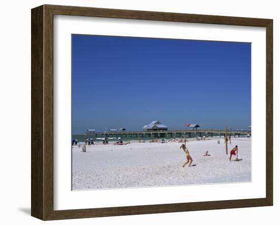 Beach and Pier, Clearwater Beach, Florida, United States of America, North America-Fraser Hall-Framed Photographic Print