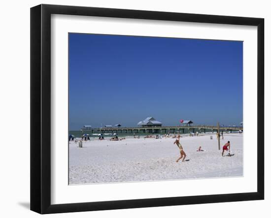 Beach and Pier, Clearwater Beach, Florida, United States of America, North America-Fraser Hall-Framed Photographic Print