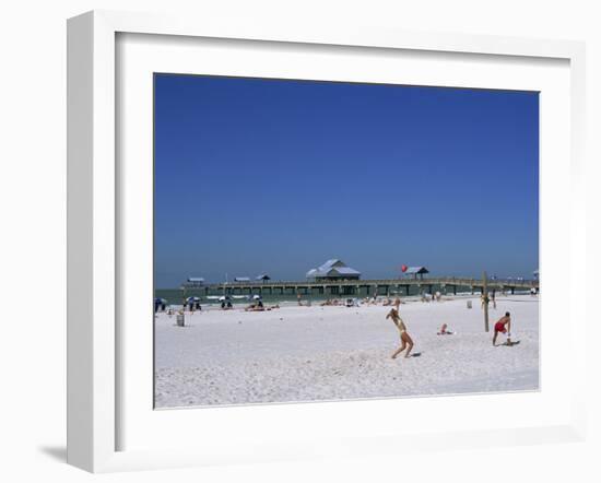 Beach and Pier, Clearwater Beach, Florida, United States of America, North America-Fraser Hall-Framed Photographic Print