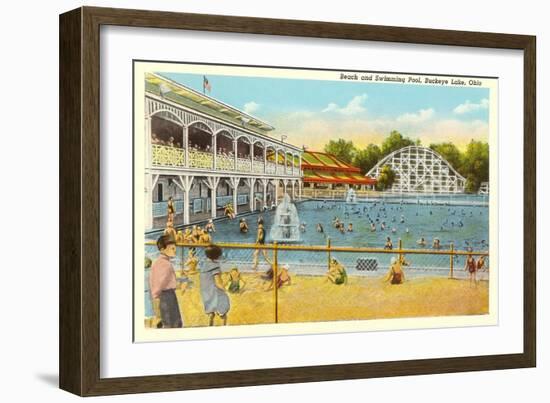 Beach and Pool, Buckeye Lake, Ohio-null-Framed Art Print