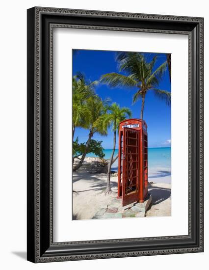 Beach and Red Telephone Box-Frank Fell-Framed Photographic Print