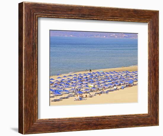 Beach and Sunshades on Beach at Giorgioupolis, Crete, Greek Islands, Greece, Europe-Guy Thouvenin-Framed Photographic Print