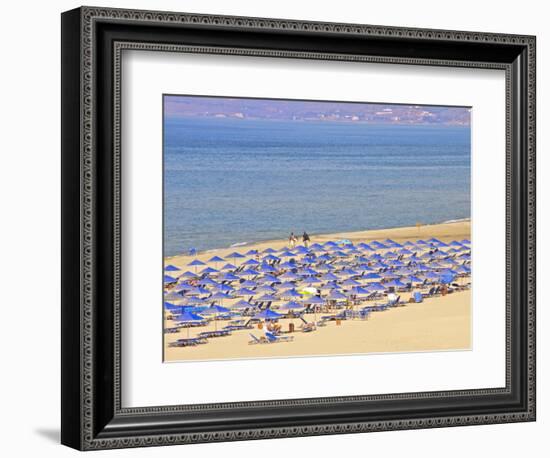 Beach and Sunshades on Beach at Giorgioupolis, Crete, Greek Islands, Greece, Europe-Guy Thouvenin-Framed Photographic Print