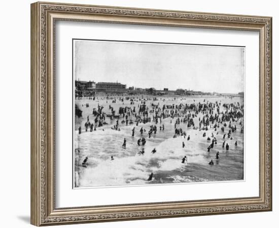 Beach at Atlantic City, New Jersey, USA, Late 19th Century-John L Stoddard-Framed Giclee Print