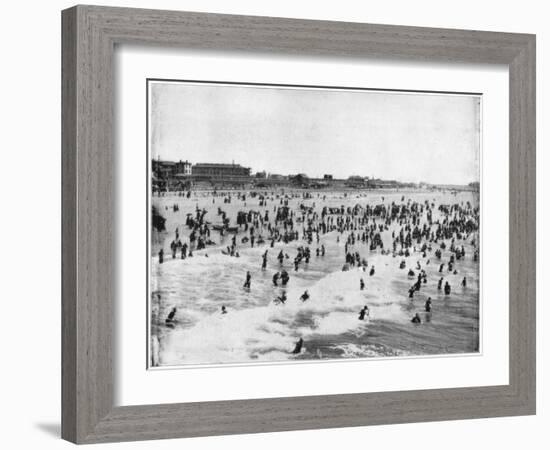 Beach at Atlantic City, New Jersey, USA, Late 19th Century-John L Stoddard-Framed Giclee Print