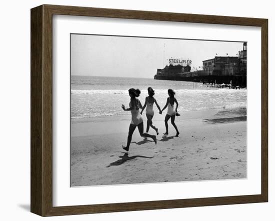 Beach at Atlantic City, the Site of the Atlantic City Beauty Contest-Peter Stackpole-Framed Photographic Print