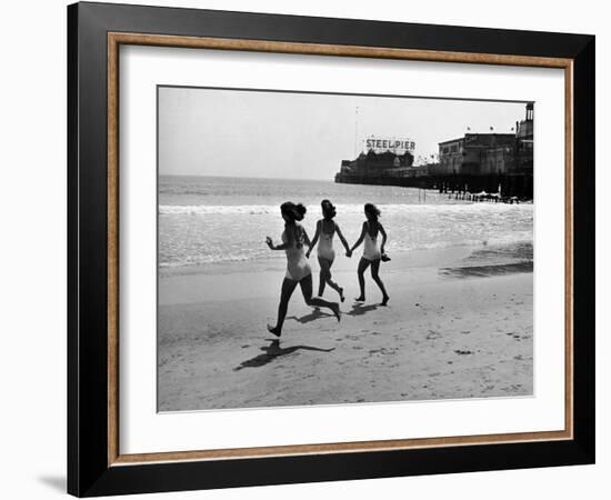 Beach at Atlantic City, the Site of the Atlantic City Beauty Contest-Peter Stackpole-Framed Photographic Print