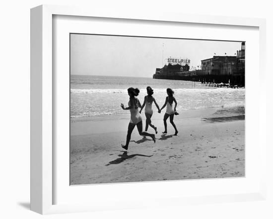 Beach at Atlantic City, the Site of the Atlantic City Beauty Contest-Peter Stackpole-Framed Photographic Print