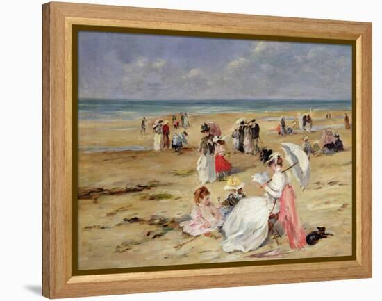 Beach at Courseulles-Henri Michel-Levy-Framed Premier Image Canvas