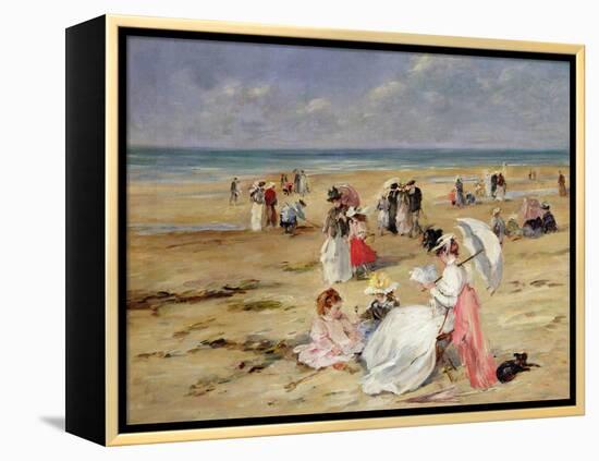 Beach at Courseulles-Henri Michel-Levy-Framed Premier Image Canvas