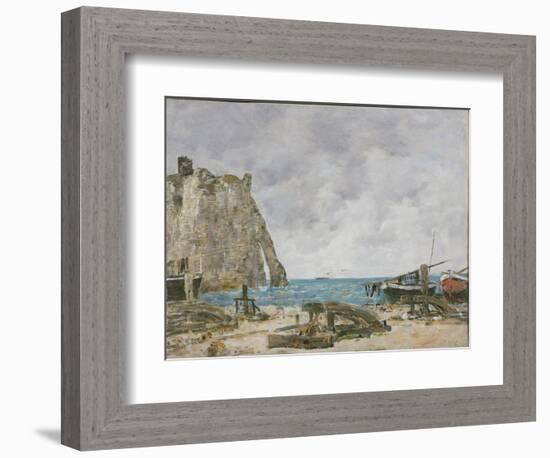 Beach at Etretat, 1890 (Oil on Canvas)-Eugene Louis Boudin-Framed Giclee Print