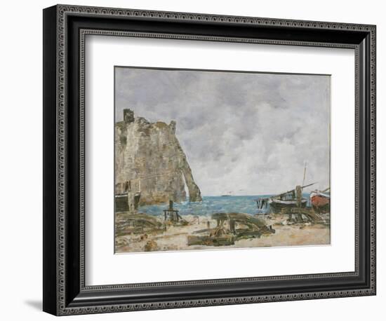 Beach at Etretat, 1890 (Oil on Canvas)-Eugene Louis Boudin-Framed Giclee Print