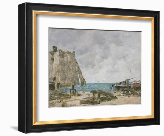 Beach at Etretat, 1890 (Oil on Canvas)-Eugene Louis Boudin-Framed Giclee Print