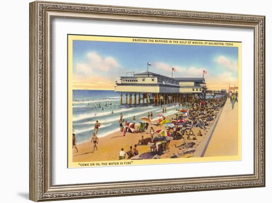 Beach at Galveston-null-Framed Art Print