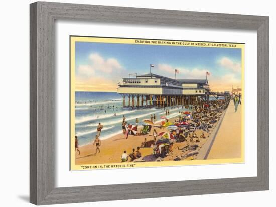 Beach at Galveston-null-Framed Art Print