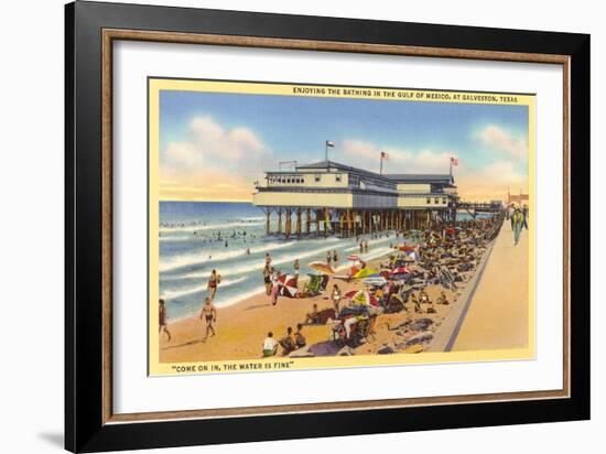 Beach at Galveston-null-Framed Art Print