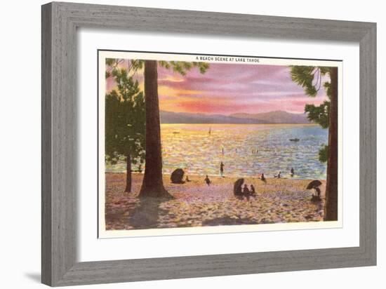 Beach at Lake Tahoe-null-Framed Art Print