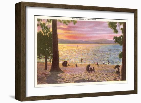 Beach at Lake Tahoe--Framed Art Print
