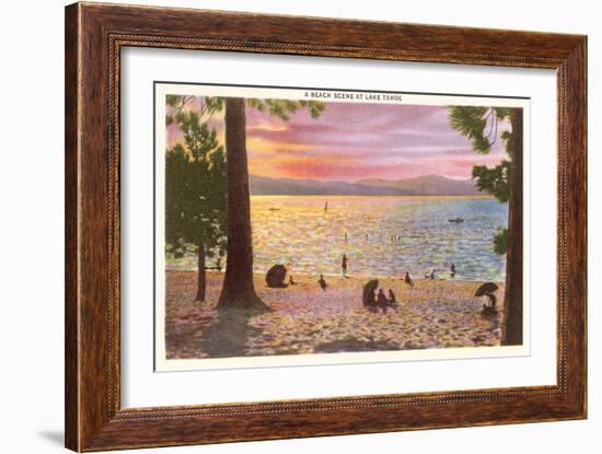 Beach at Lake Tahoe-null-Framed Art Print