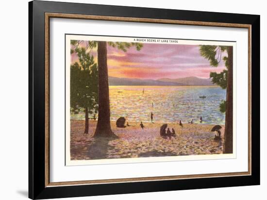 Beach at Lake Tahoe-null-Framed Art Print