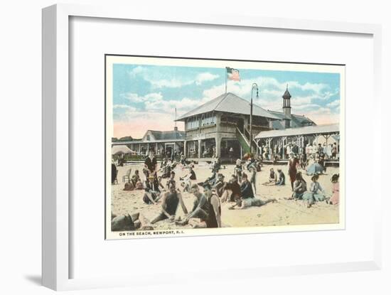 Beach at Newport, Rhode Island-null-Framed Art Print