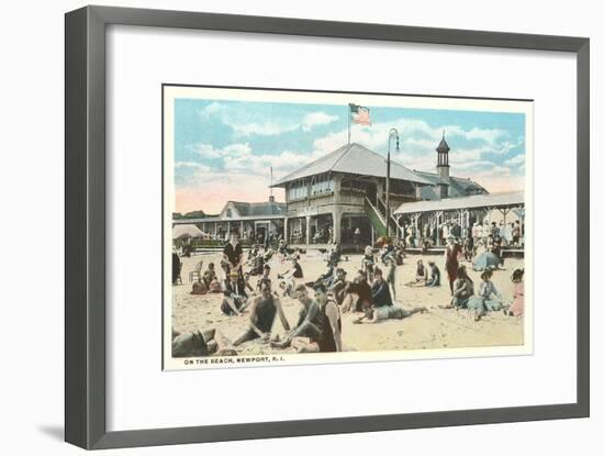 Beach at Newport, Rhode Island-null-Framed Art Print