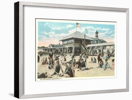 Beach at Newport, Rhode Island-null-Framed Art Print