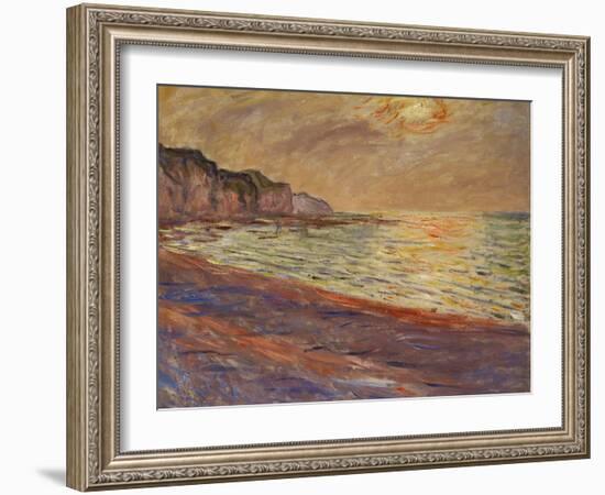 Beach at Pourville, Sunset, 1882-Claude Monet-Framed Giclee Print