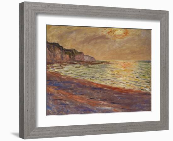 Beach at Pourville, Sunset, 1882-Claude Monet-Framed Giclee Print