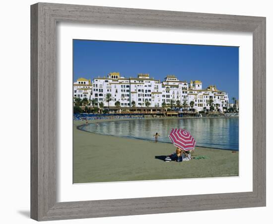 Beach at Puerto Banus Near Marbella, Costa Del Sol, Andalucia, Spain-Fraser Hall-Framed Photographic Print