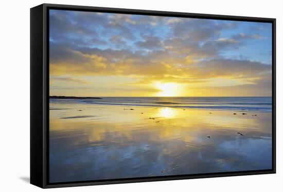 Beach at sunrise, Helgoland, Dune, North Sea, Island, Schleswig-Holstein, Germany-Raimund Linke-Framed Stretched Canvas