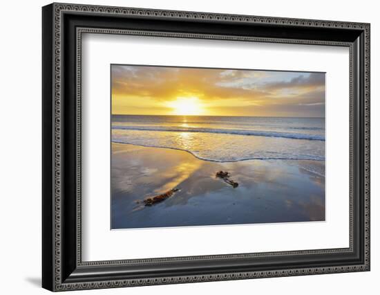 Beach at sunrise, Helgoland, Dune, North Sea, Island, Schleswig-Holstein, Germany-Raimund Linke-Framed Photographic Print