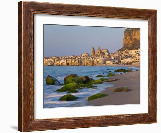 Beach at Sunset, Cefalu, North Coast, Sicily-Peter Adams-Framed Photographic Print