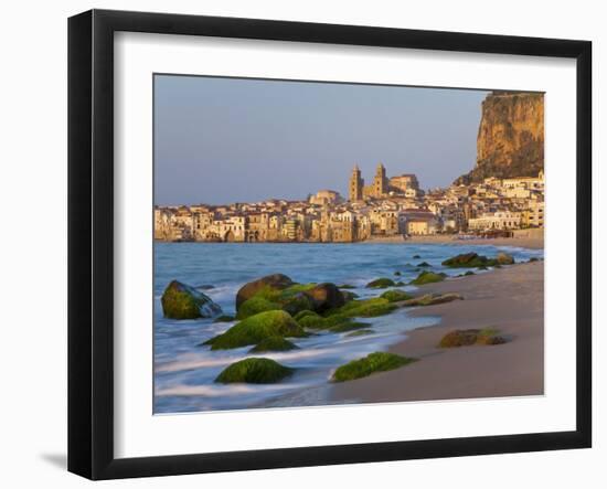 Beach at Sunset, Cefalu, North Coast, Sicily-Peter Adams-Framed Photographic Print