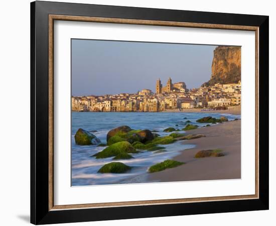 Beach at Sunset, Cefalu, North Coast, Sicily-Peter Adams-Framed Photographic Print