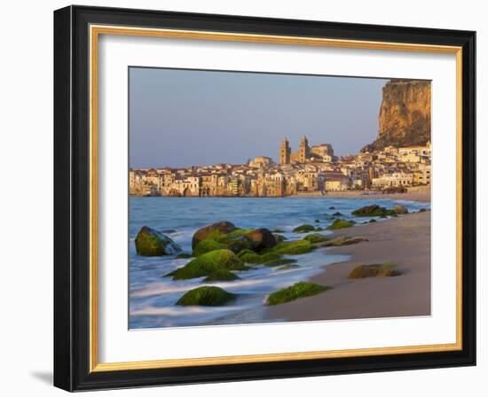 Beach at Sunset, Cefalu, North Coast, Sicily-Peter Adams-Framed Photographic Print