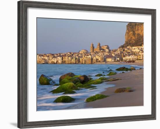 Beach at Sunset, Cefalu, North Coast, Sicily-Peter Adams-Framed Photographic Print