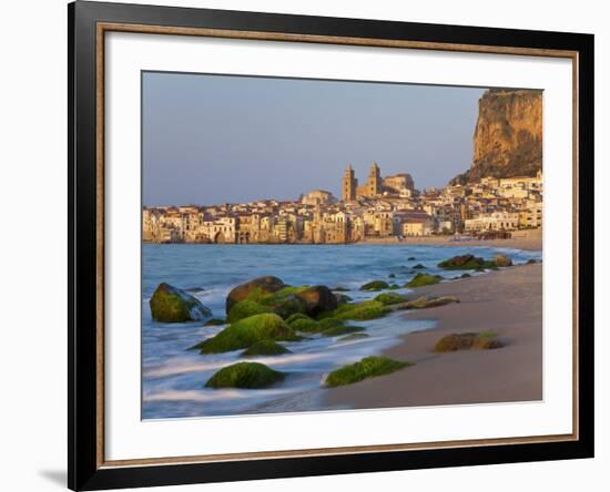 Beach at Sunset, Cefalu, North Coast, Sicily-Peter Adams-Framed Photographic Print