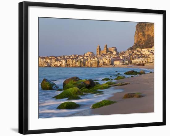 Beach at Sunset, Cefalu, North Coast, Sicily-Peter Adams-Framed Photographic Print